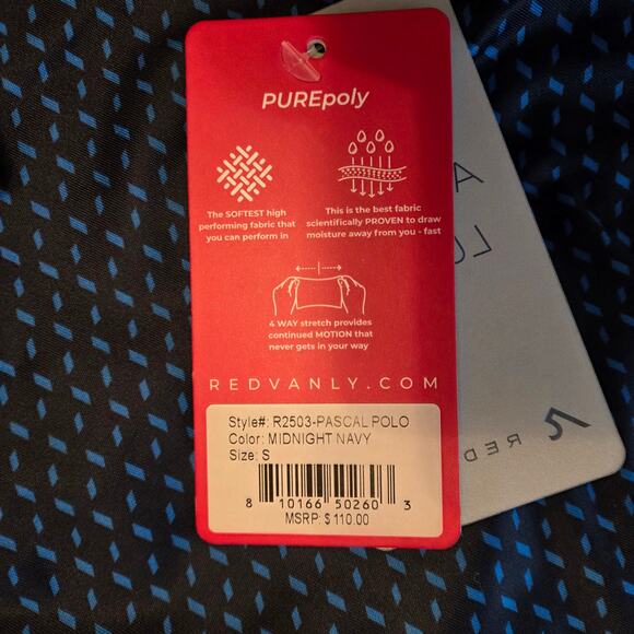 Redvanly Pascal Polo in Midnight Blue, NWT sz Small Stretch Performance Golf - Picture 4 of 10